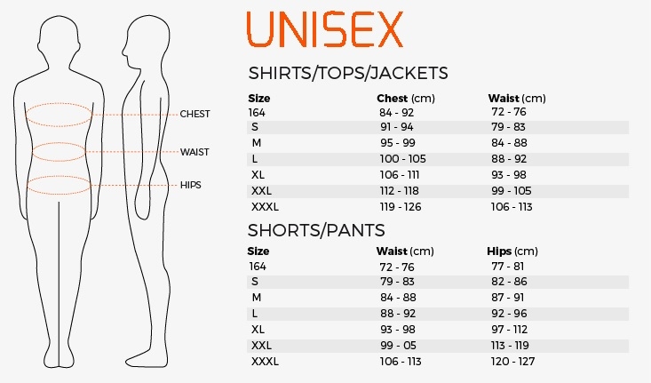 Unisex Size Chart Jacket